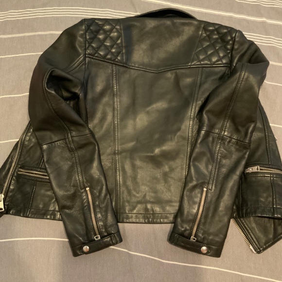 ALL SAINTS Leather Catch Biker Jacket Size 0 - Picture 4 of 10